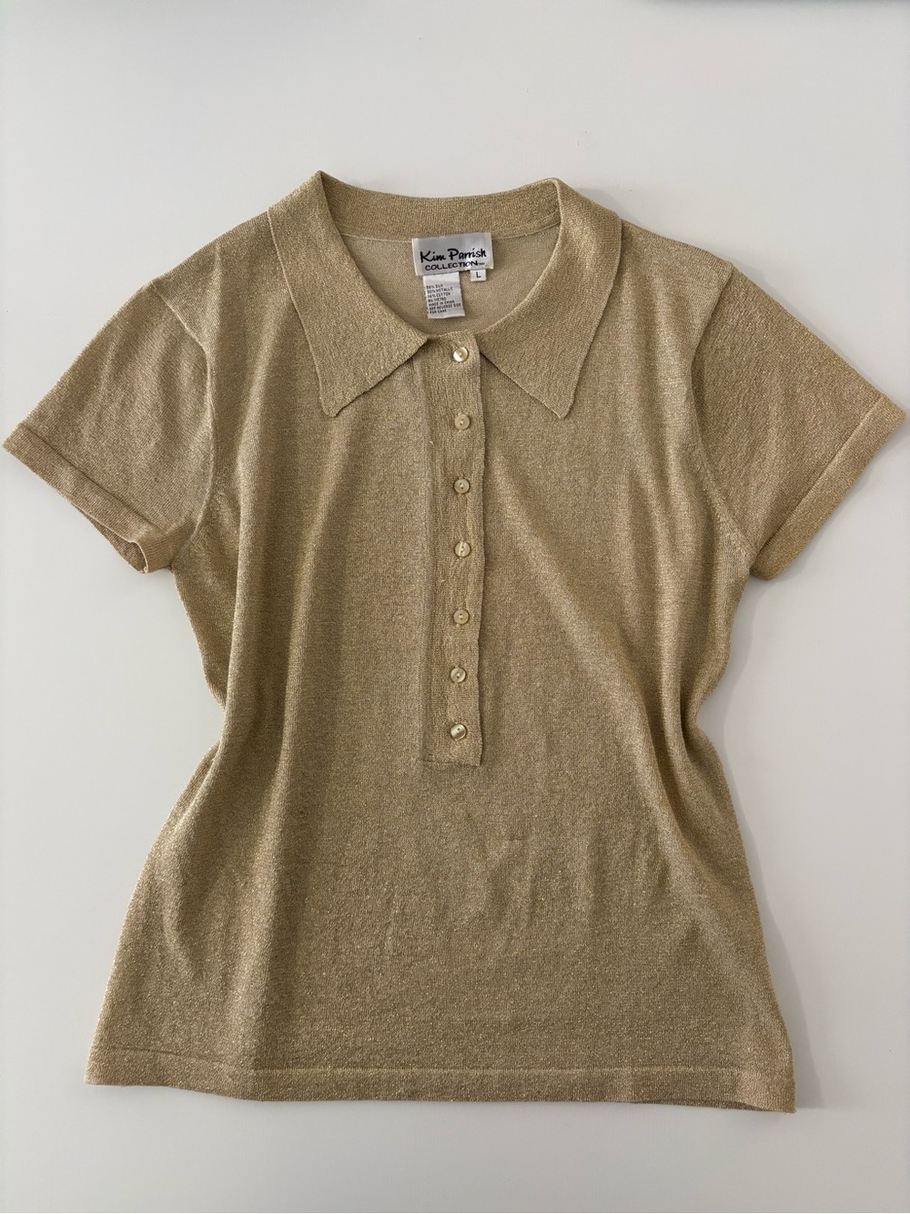 Vintage Silk Cotton Blend Short Sleeve Collared Polo Shirt Large